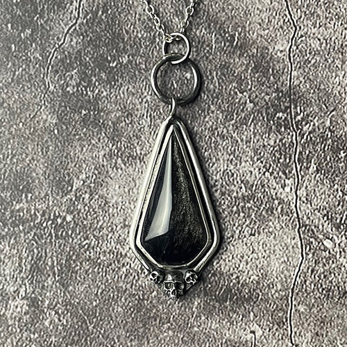 925 Silver Obsidian Amulet RTST