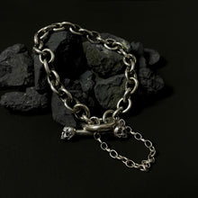 Load image into Gallery viewer, Silver Chain &amp; Skull T-Bar