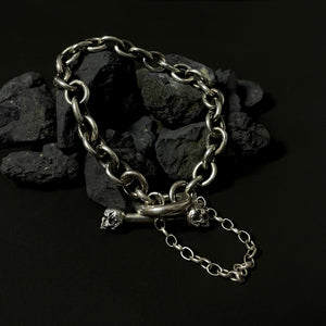 Silver Chain & Skull T-Bar