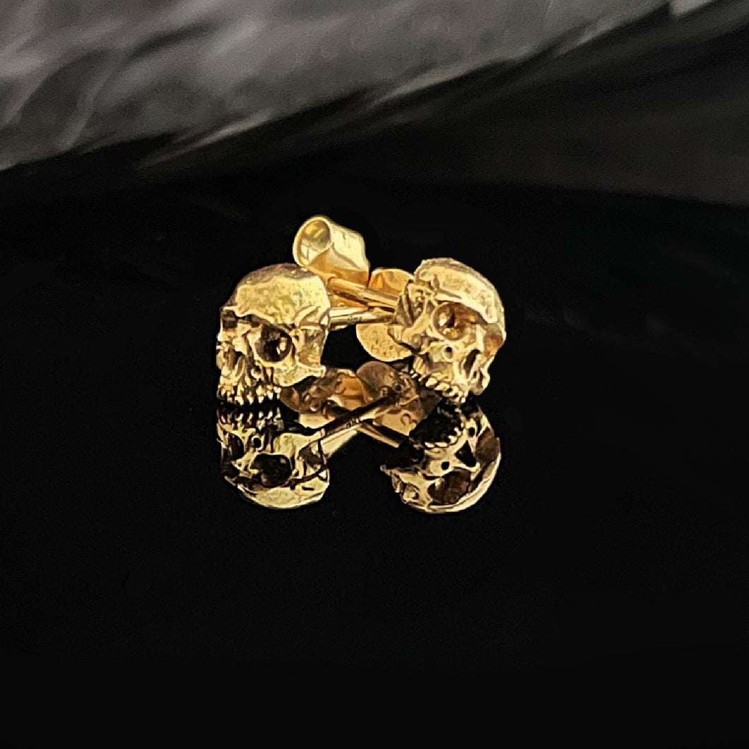 Gold Skull Stud Earrings